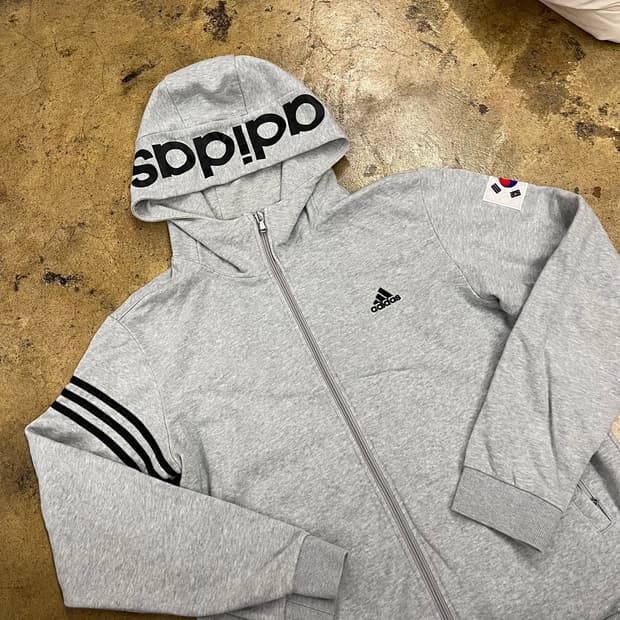 [정품/100] 아디다스 그레이 후드 집업 b17