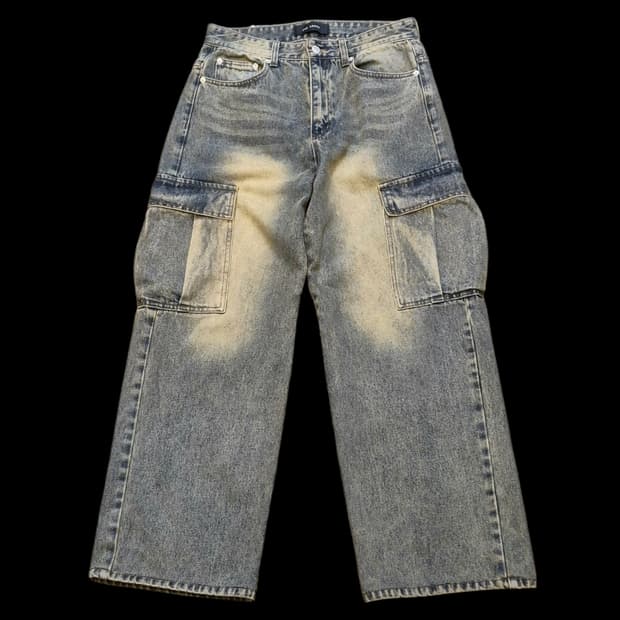 30인치 워싱 와이드핏 카고데님팬츠 
