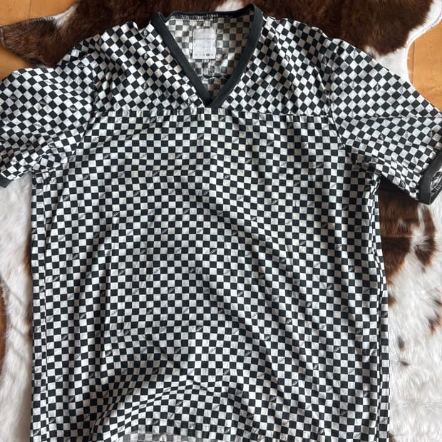 00ss Number (N)ine checkered 브이넥 숏슬리브