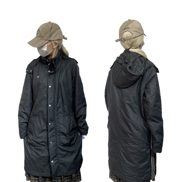 아디다스 블랙 롱패딩 삼선 후드 바람막이 자켓 M