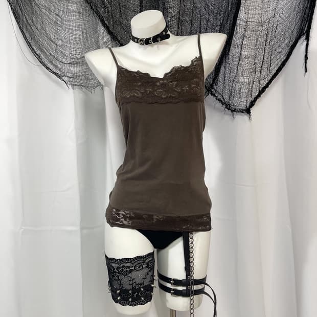 brown lace sleeveless