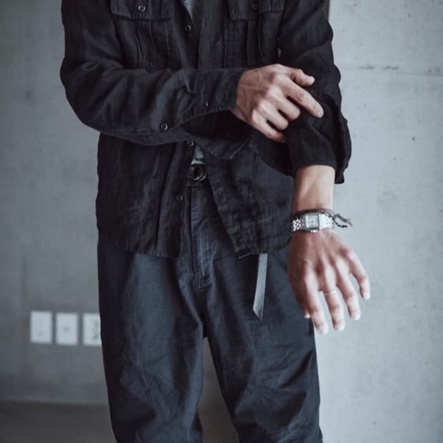 텍스쳐드 린넨 워크셔츠 블랙