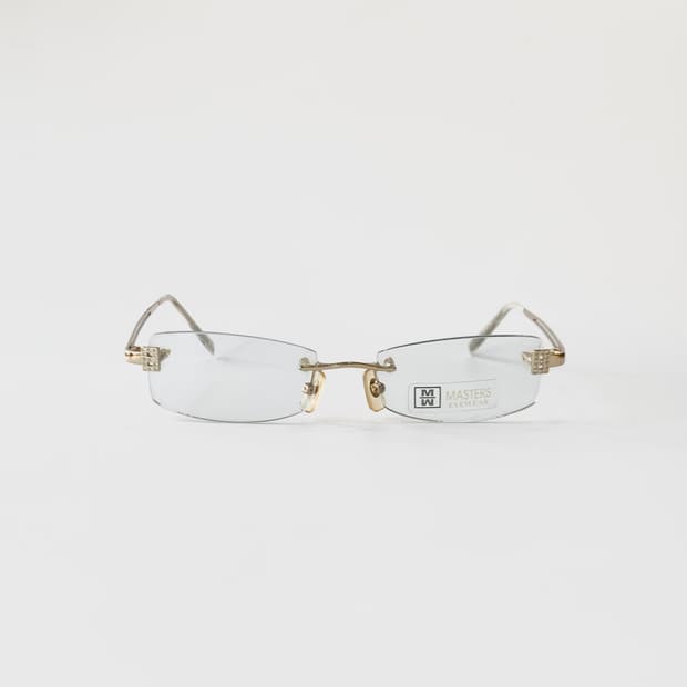 [픽키-633] 골드 무테 안경 프레임 크리스탈 디테일