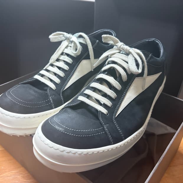 릭오웬스 룩소르 빈티지 릭반스 로우 누벅 블랙 44 밑창보강