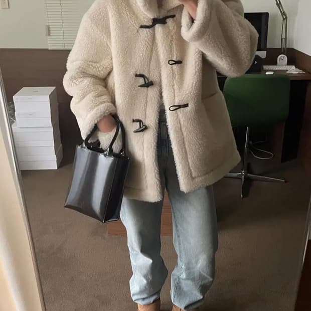 망고매니플리즈 양털 더플 무스탕 퍼 자켓 