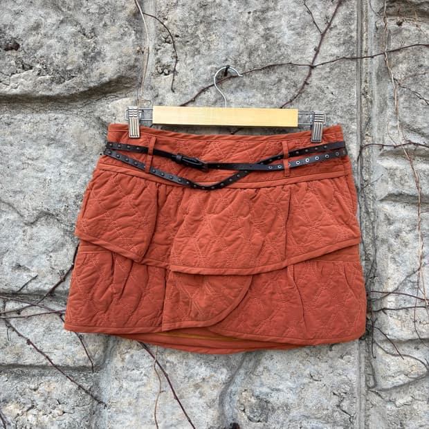 질스튜어트 프릴 벨트 모리 히피 퀄팅 웨스턴 보헤미아 여성 빈티지 치마