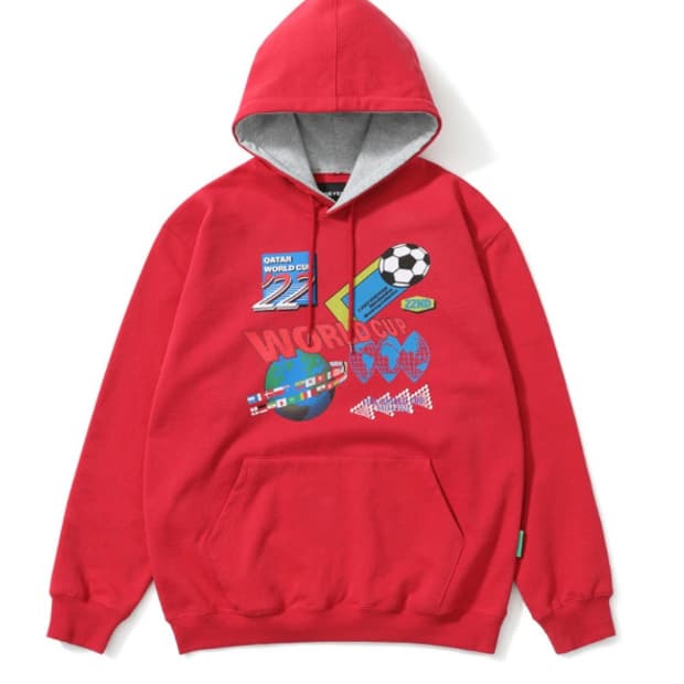 L 예스아이씨 yeseyesee 2022 월드컵 컬렉션 축구 후드티 레드