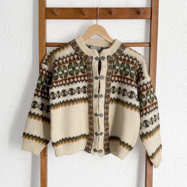Norwegian Olive Wool Cardigan