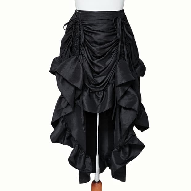 쓰리타임즈 (쓰탐) 자체제작 셔링 새틴 스커트 블랙