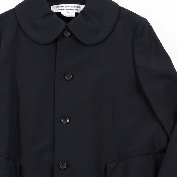 꼼데가르송 라운드 칼라  퓨어울 롱코트