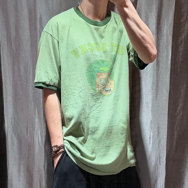 XL Get Luck 프린팅 그린 링거티