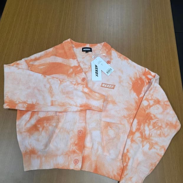 [새제품] 널디 타이다이 크롭 가디건 오렌지 M