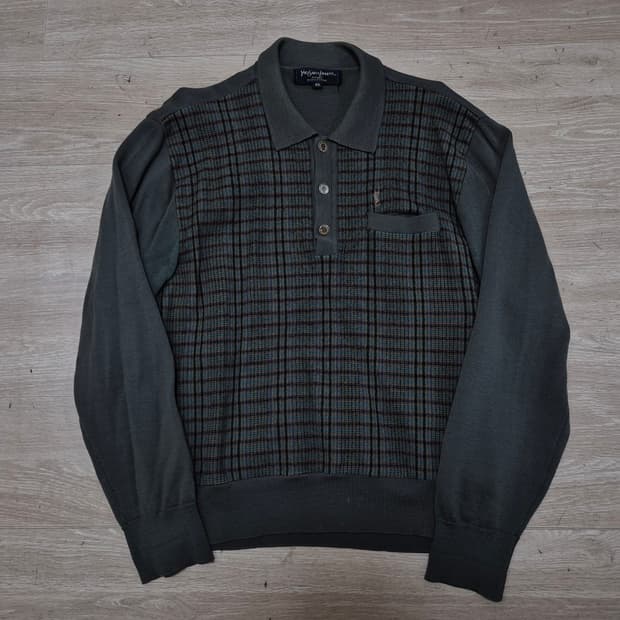 입생로랑 멀티체크 카라 니트 M(95)