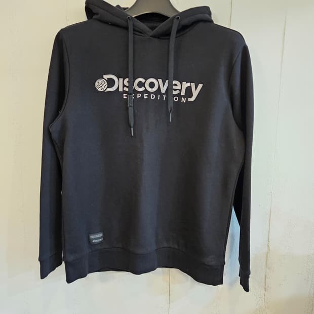 디스커버리 로건 발포프린트 기모 후드티 100