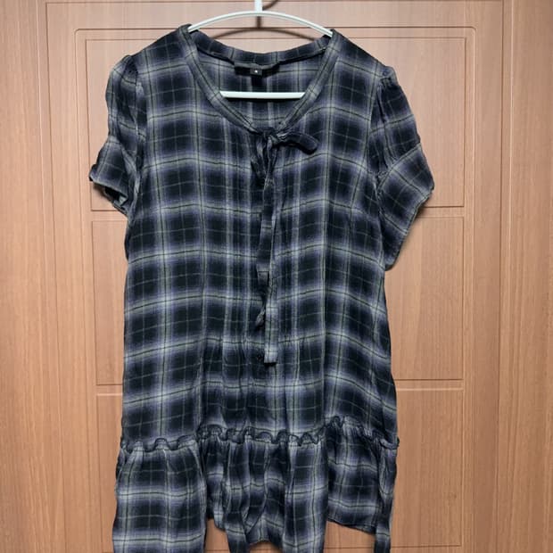 모리걸 하구미 일본 빈티지 질스튜어트 체크 반팔 블라우스