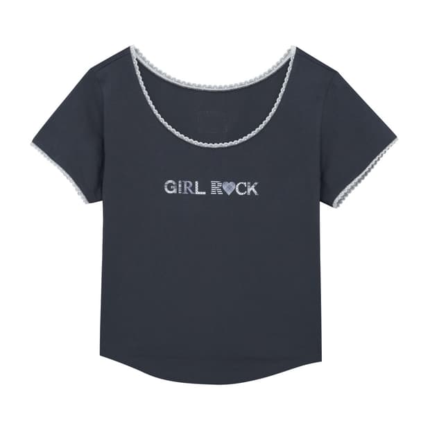 허그유어스킨 Girl rock T (Charcoal)