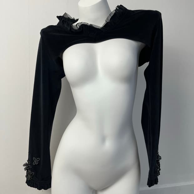 POTECHINO 블랙 벨벳 볼레로