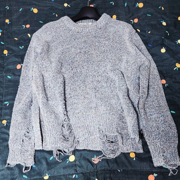 앤더슨벨 데미지 크루넥 니트 퍼플(M)