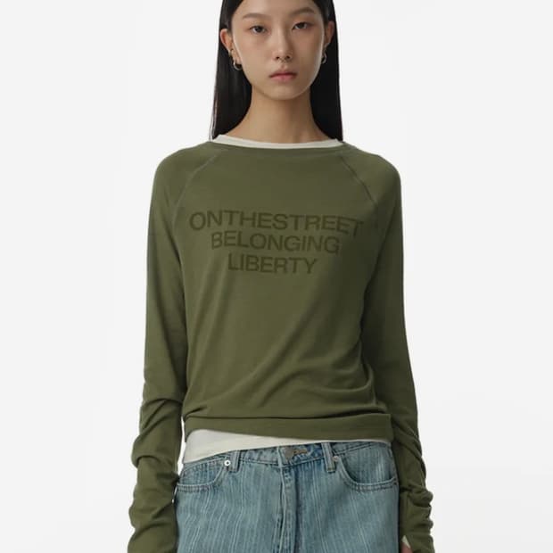 밀로 우먼 홀 래글런 티셔츠 그린