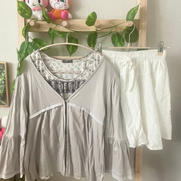 모리걸 빈티지 가디건 슬리브리스 set 💜🤍🫧