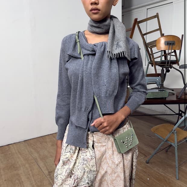 open yy sleeve layered cardigan gray 