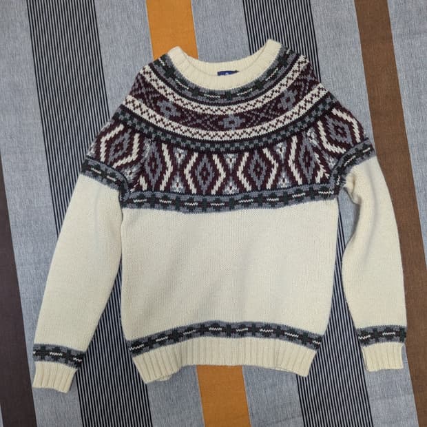 90's 울리치 페어아일 패턴 울 니트