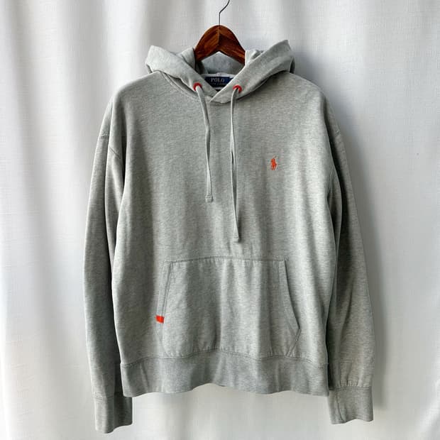 폴로 랄프로렌 퍼포먼스 후드 스웨트 셔츠 라이트 그레이 오렌지 L