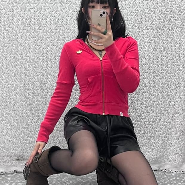 아디다스 Y2K 레트로 00's 딱붙핏 후드집업 85 C11754