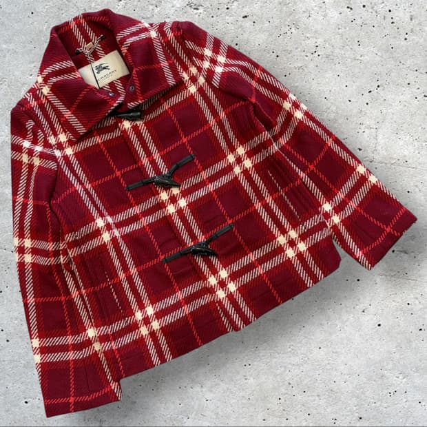 버버리 우먼 레드 체크 더플 코트 C993
