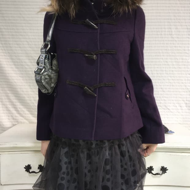 일본빈티지 퍼플 더플 하프코트