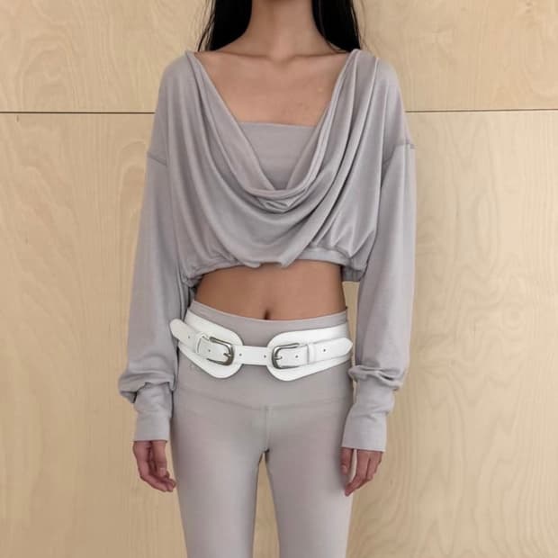 cerric darped back top, beige