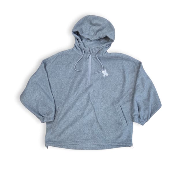 XEXYMIX 젝시믹스 그레이 오버핏 플리스 반집업 후드