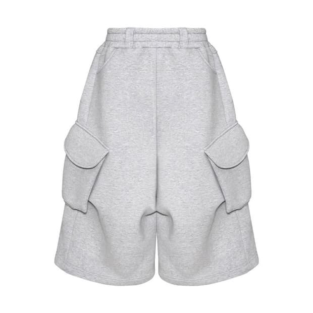 MJD 와이드 카고 버뮤다 팬츠 멜란지 그레이