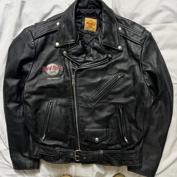 하드락카페 가죽 라이더 자켓