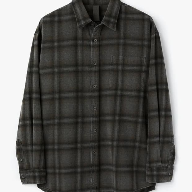 [M] 코프위 피그먼트 가이아 체크 셔츠 (다크그레이)