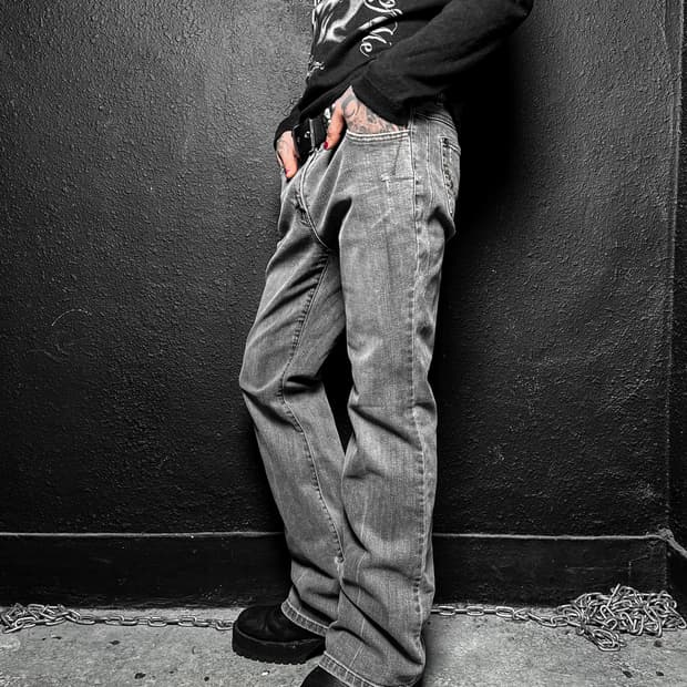 Grey Vintage Wash Bootcut Denim