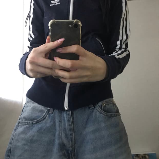 아디다스 딱붙핏 데님 져지