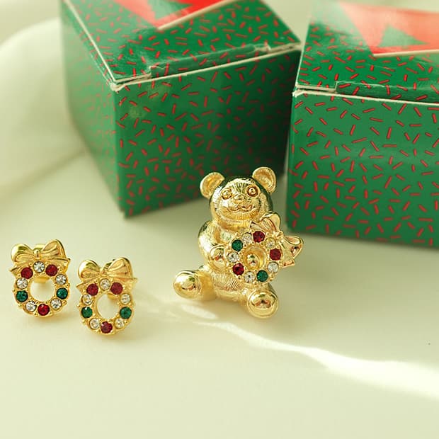 1990년대 Avon 크리스마스 테디베어 빈티지 브로치