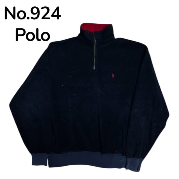 폴로 랄프로렌 다크 네이비 뽀글이 후리스 반집업 맨투맨 L