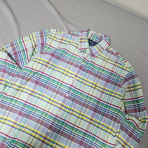 폴로 랄프로렌 커스텀핏 마드라스 체크 셔츠 L