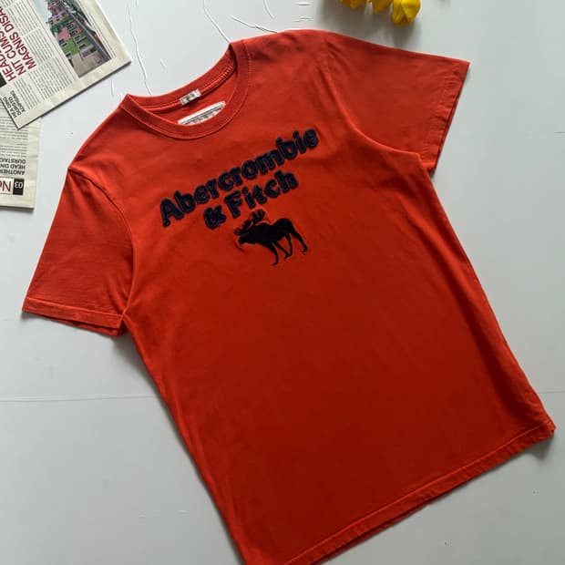 아베크롬비 빅로고 오렌지 반팔티