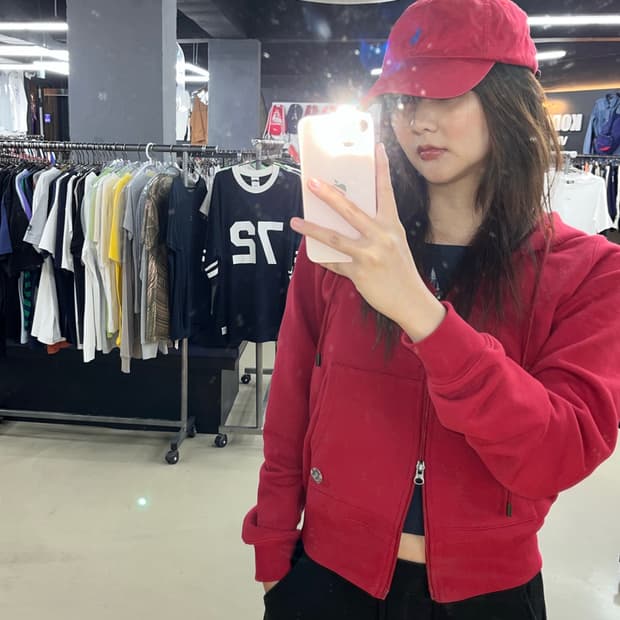 폴로 레드 볼캡