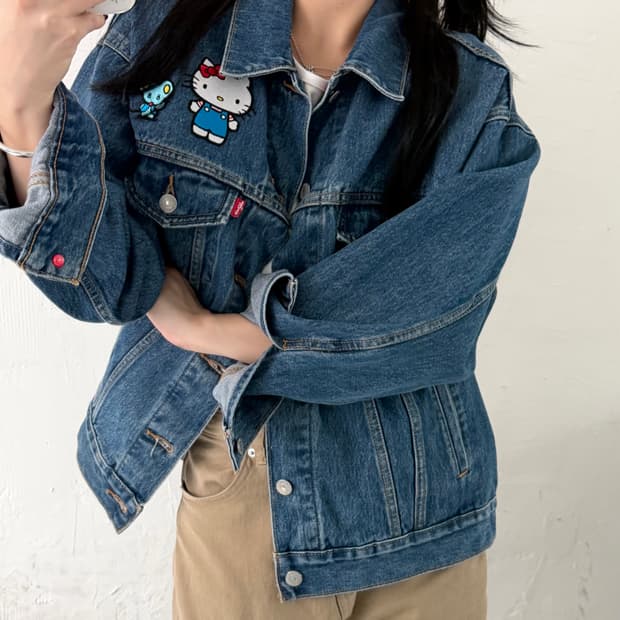 Levi’s 리바이스 x 헬로키티 콜라보 데님 트러커 자켓