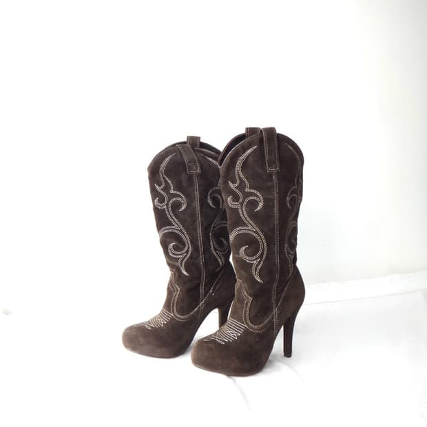 FLAG-G western suede long boots