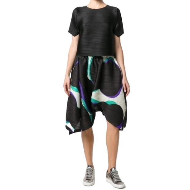 5 플리츠플리즈 이세이미야케 17 아카이브 볼륨 프린팅 밴딩 스커트 팬츠