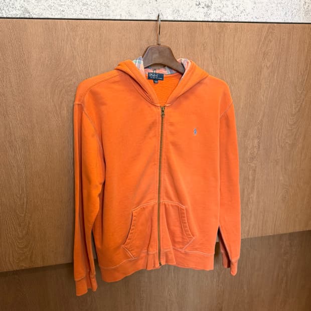폴로 랄프 로렌 후드 집업 로고 자수 디테일 레귤러핏 오렌지