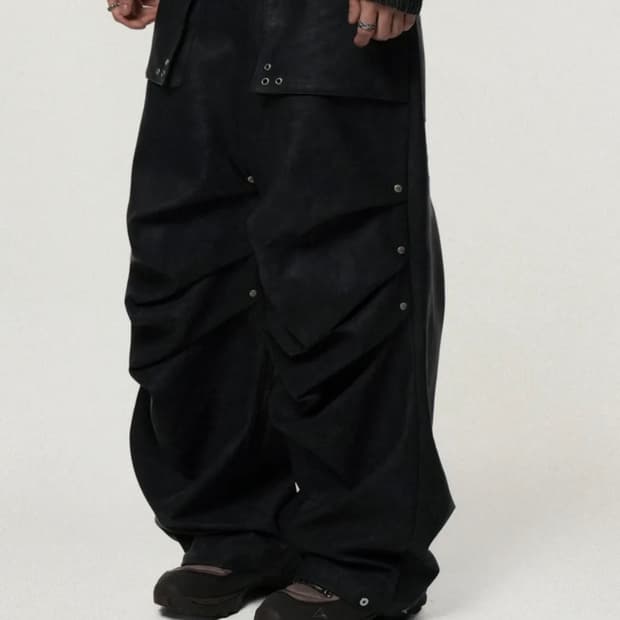 (0) 아이돈워너셀 비건 레더 팬츠 블랙