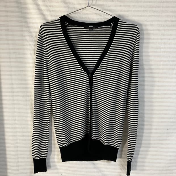 빈티지 블랙 스트라이프 가디건 y2k 스트릿 갸루 펑키 일본빈티