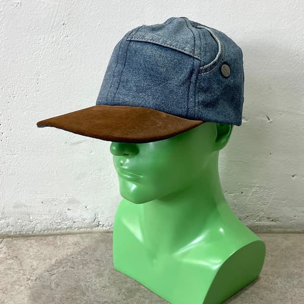 denim patchwork brown cap hat 