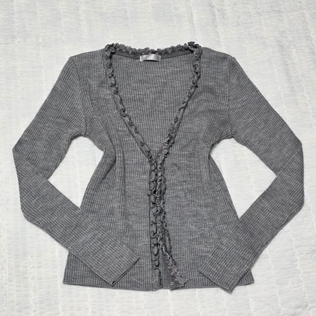 모리걸st 보헤미안 그레이 레이스 골지 레이어드 가디건